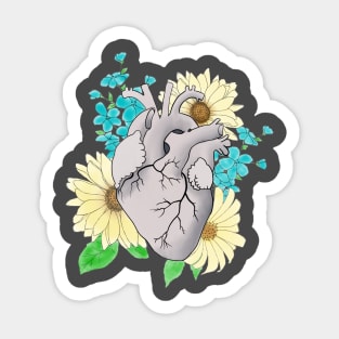 Floral anatomical heart Sticker